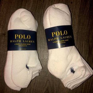 Two packs of six pair Polo Ralph Lauren white blue horse